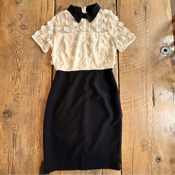 KARL LAGERFELD Black & White Flower Appliqué Dress - Picture 1 of 5